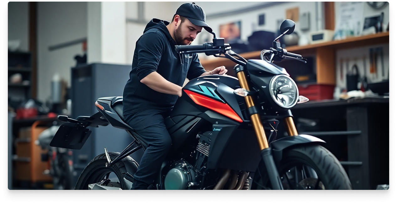 Mechanic working on a motorcycle